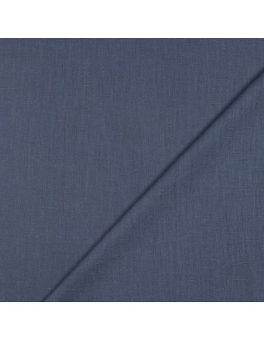 Tissu lin coton lavé - Bleu jeans
