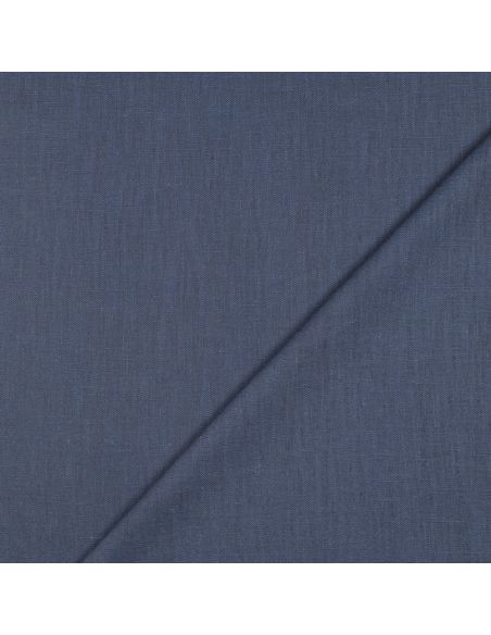 Tissu lin coton lavé - Bleu jeans