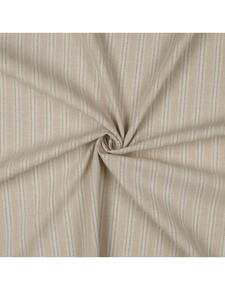 Tissu lin viscose lurex à rayures - Écru