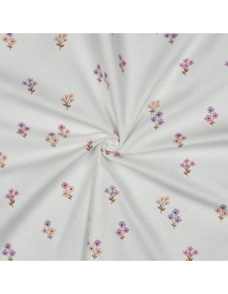 Tissu flanelle - Fleurs fond blanc