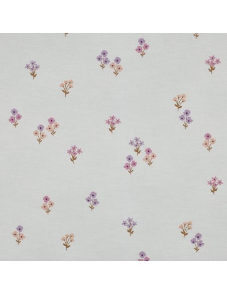 Tissu flanelle - Fleurs fond blanc