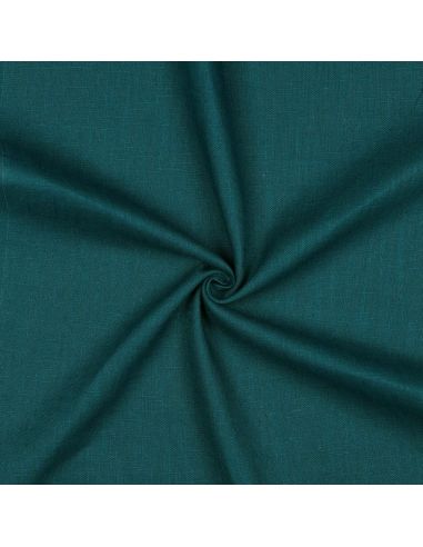 Tissu lin coton lavé - Bleu pétrole
