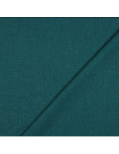 Tissu lin coton lavé - Bleu pétrole