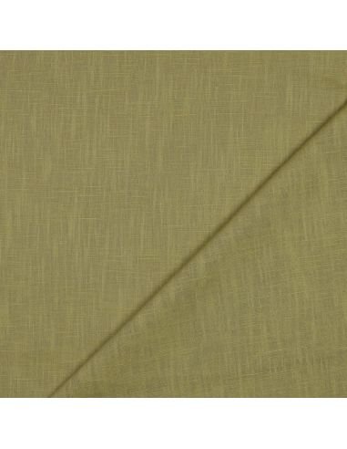Tissu lin coton lavé - Kaki clair
