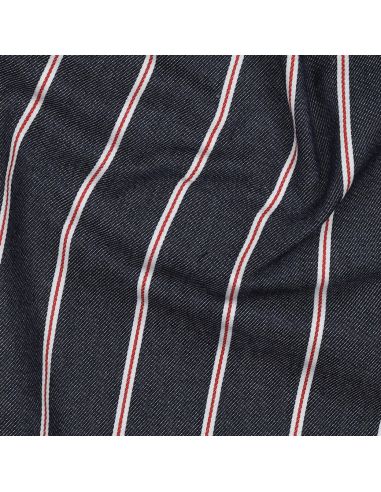 Tissu Denim léger à rayures larges - Bleu denim