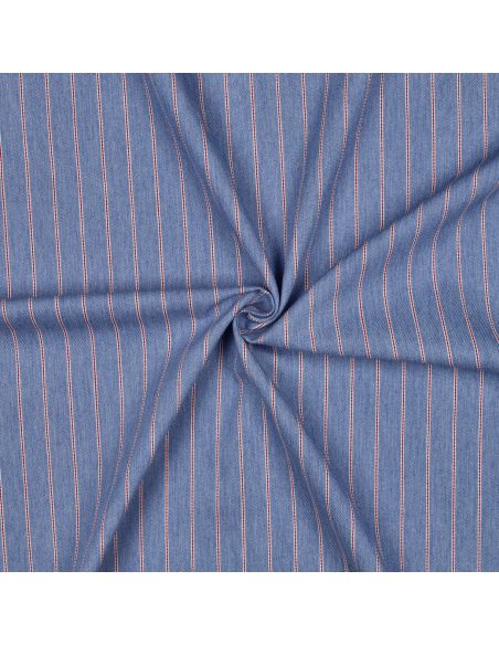 Tissu Denim léger à rayures fines - Bleu clair