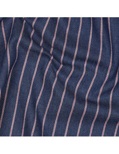 Tissu Denim léger à rayures fines - Bleu moyen