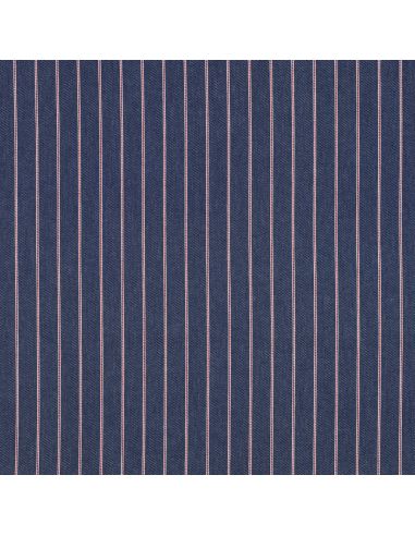 Tissu Denim léger à rayures fines - Bleu moyen