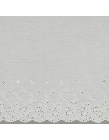 Tissu double gaze broderie anglaise festonnée - Blanc