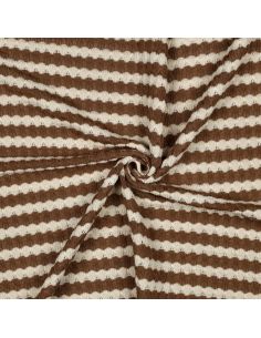 Tissu maille tricot Jacquard à rayures - Brun