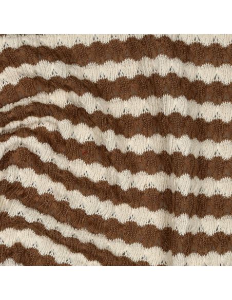Tissu maille tricot Jacquard à rayures - Brun