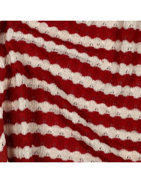 Tissu maille tricot Jacquard à rayures - Rouge carmin