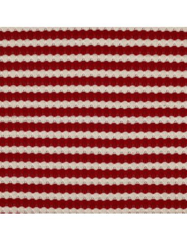 Tissu maille tricot Jacquard à rayures - Rouge carmin