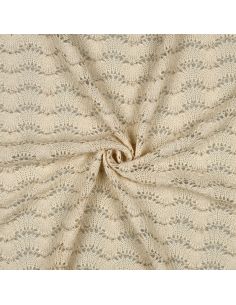 Tissu maille jacquard ajourée lurex - Écru