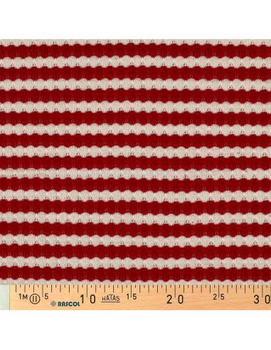 Tissu maille tricot Jacquard à rayures - Rouge carmin