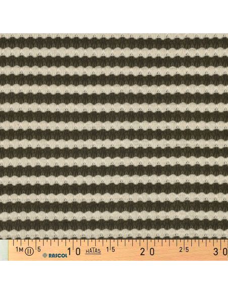 Tissu maille tricot Jacquard à rayures - Kaki