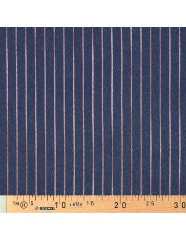 Tissu Denim léger à rayures fines - Bleu moyen