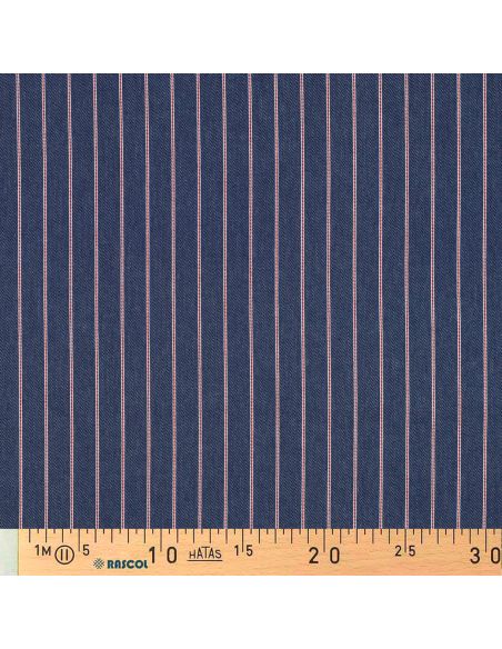 Tissu Denim léger à rayures fines - Bleu moyen