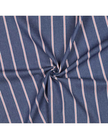 Tissu Denim léger à rayures - Bleu moyen