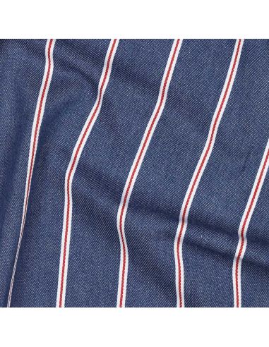 Tissu Denim léger à rayures - Bleu moyen