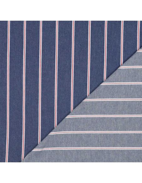 Tissu Denim léger à rayures - Bleu moyen