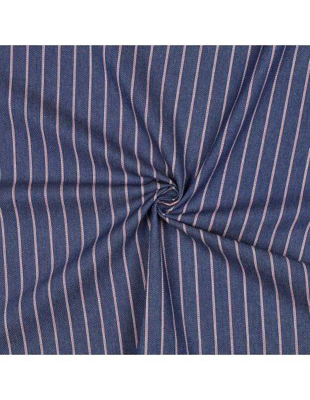 Tissu Denim léger à rayures fines - Bleu moyen