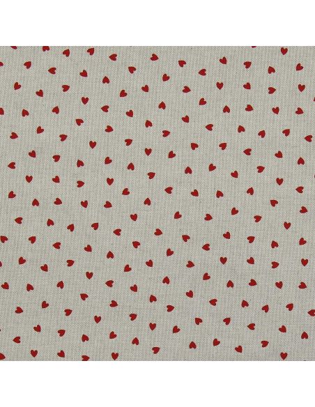 Toile de coton canvas - Petits coeurs rouge