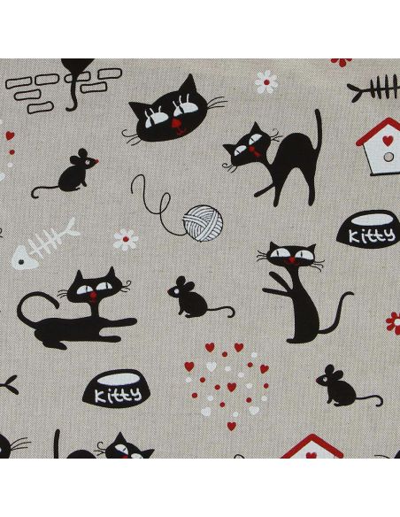 Toile de coton canvas - Chats noirs