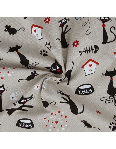 Toile de coton canvas - Chats noirs