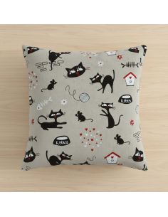 Toile de coton canvas - Chats noirs 2