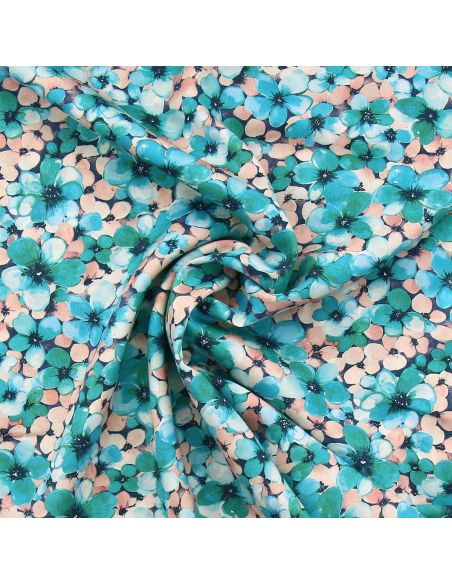 Tissu viscose Anémone - Bleu tiffany