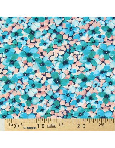 Tissu viscose Anémone - Bleu tiffany