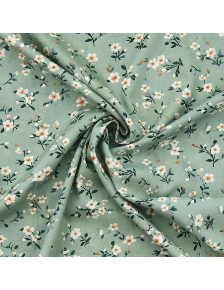 Tissu viscose Rosier sauvage - Sauge