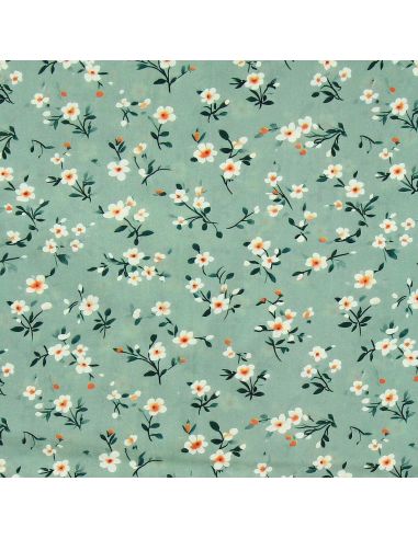 Tissu viscose Rosier sauvage - Sauge