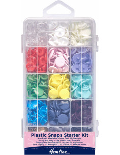 Caja de plástico con 180 broches compatibles KAM
