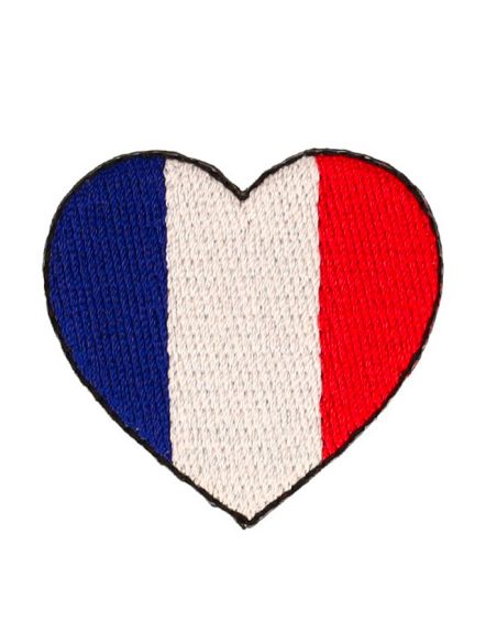 Écusson thermocollant drapeau coeur - France