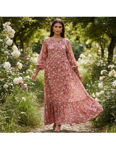 Tissu viscose Rosier sauvage - Bois de rose 2