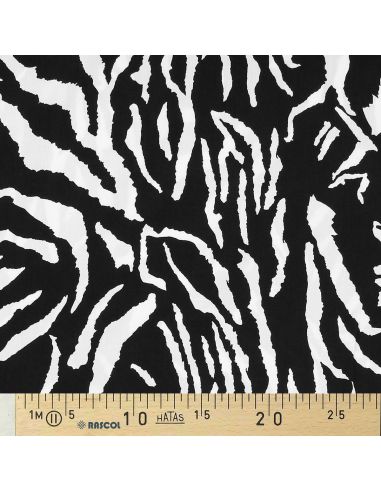 Tissu viscose Zèbre - Noir