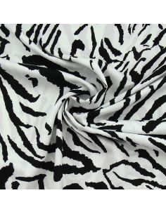 Tissu viscose Zèbre - Blanc