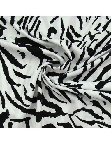 Tissu viscose Zèbre - Blanc