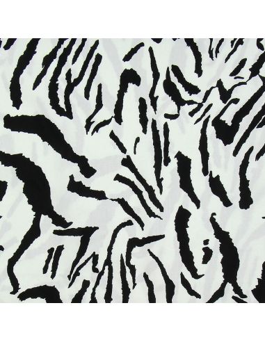 Tissu viscose Zèbre - Blanc