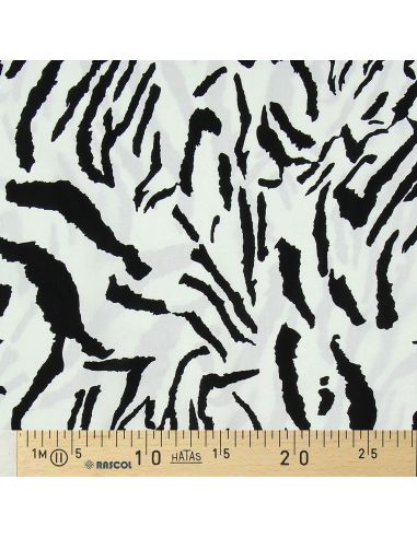 Tissu viscose Zèbre - Blanc