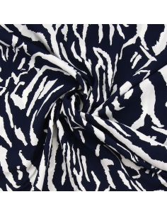 Tissu viscose Zèbre - Bleu marine