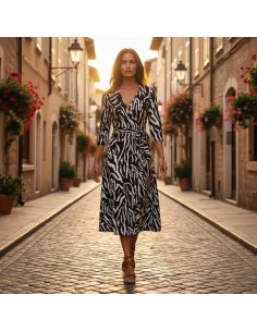 Tissu viscose Zèbre - Noir 2