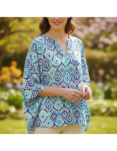 Tissu viscose Paon - Bleu