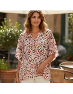 Tissu viscose Paon - Rouge 2