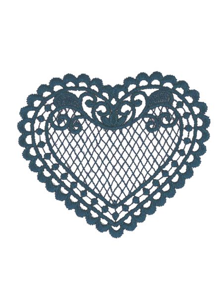 Écusson thermocollant coeur dentelle - Bleu pétrole