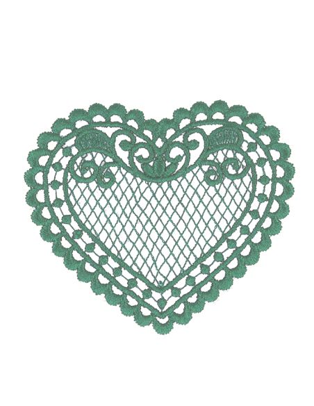 Écusson thermocollant coeur dentelle - Céladon