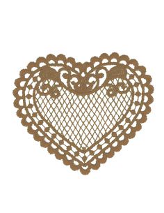 Écusson thermocollant coeur dentelle - Beige doré