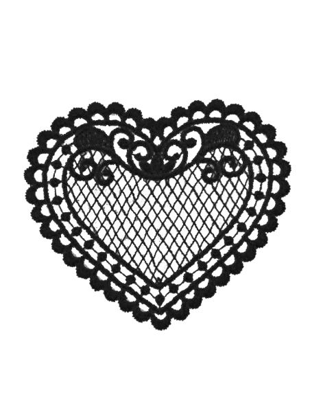 Écusson thermocollant coeur dentelle - Noir